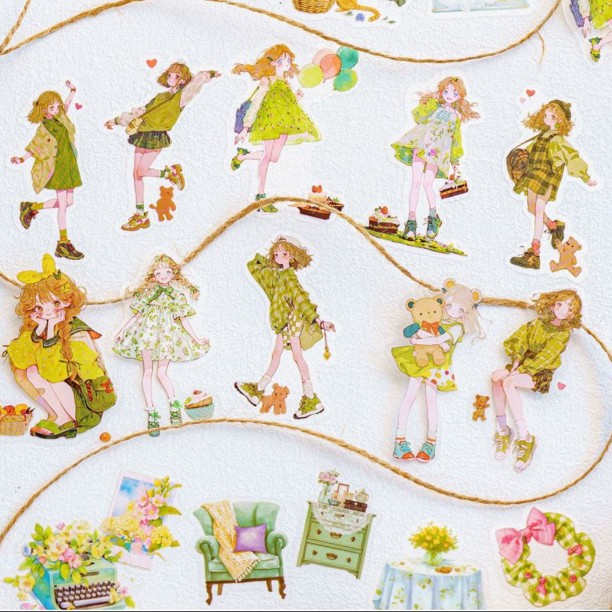 Girl s Daily Series PET Stickers 6 Styles 40 Pcs image 3