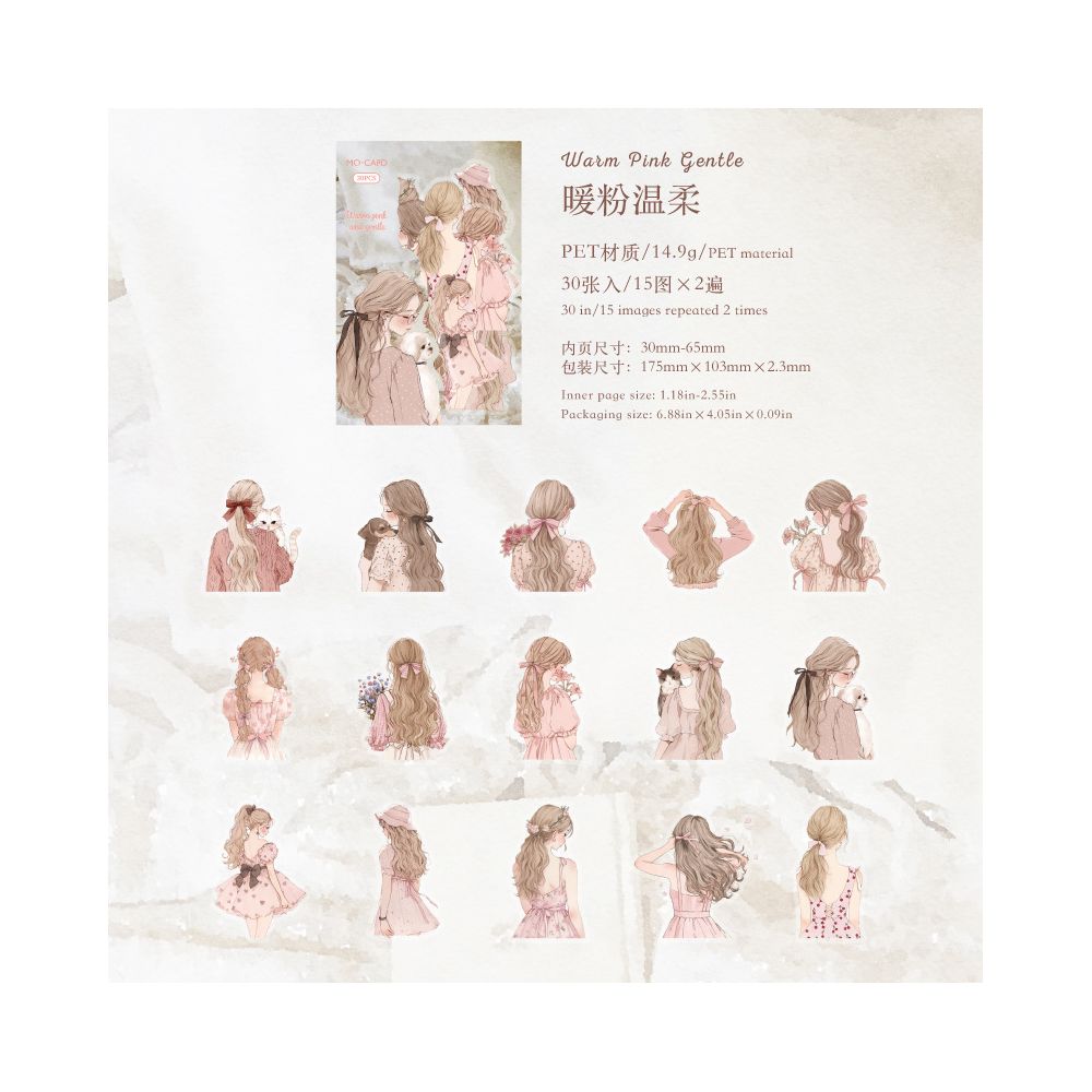 Turning Moment Series Retro Character PET Stickers 30 Pcs 4 Styles image 6