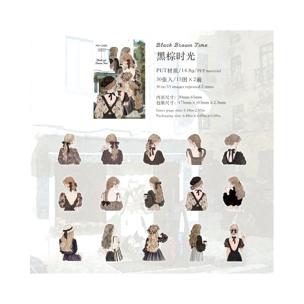 Turning Moment Series Retro Character PET Stickers 30 Pcs 4 Styles image 7