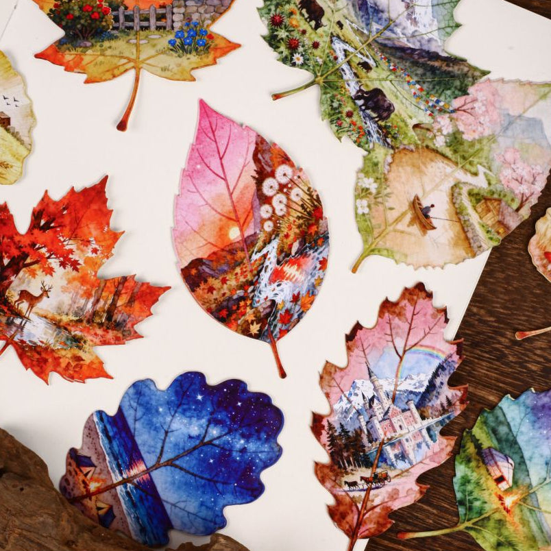 Foliage Series Hard Card Stickers 8 Pcs 6 Styles image 1