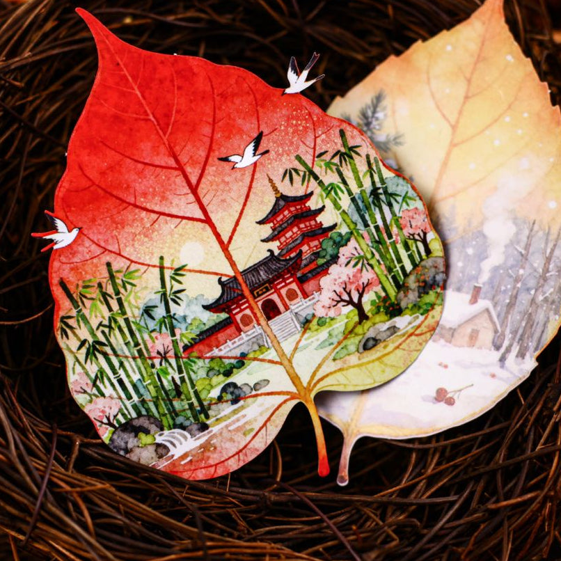 Foliage Series Hard Card Stickers 8 Pcs 6 Styles image 2