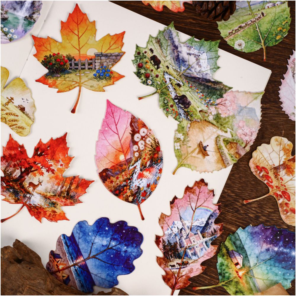 Foliage Series Hard Card Stickers 8 Pcs 6 Styles image 3