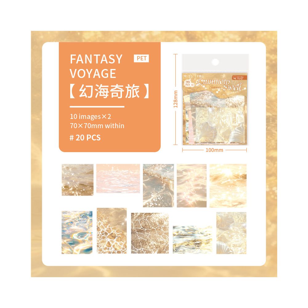 Waves Series Luminous PET stickers 6 Styles 20 Pcs