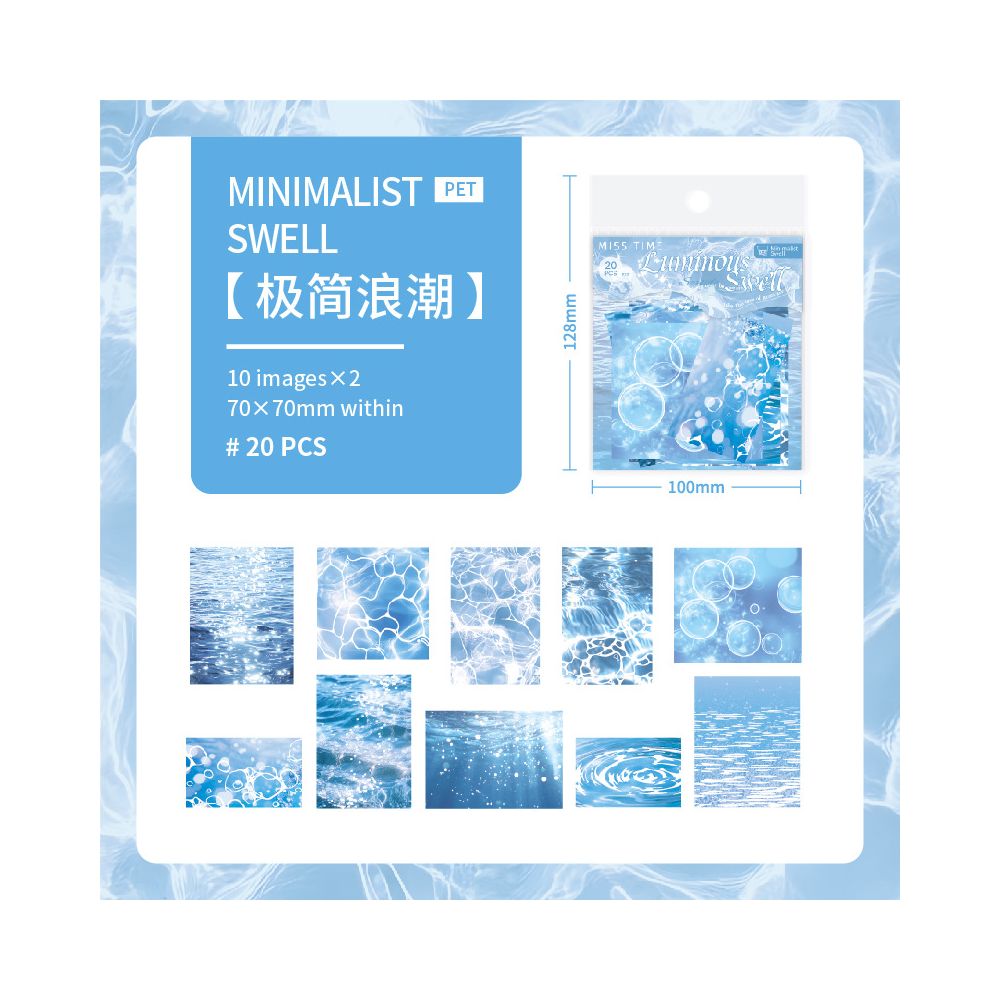 Waves Series Luminous PET stickers 6 Styles 20 Pcs