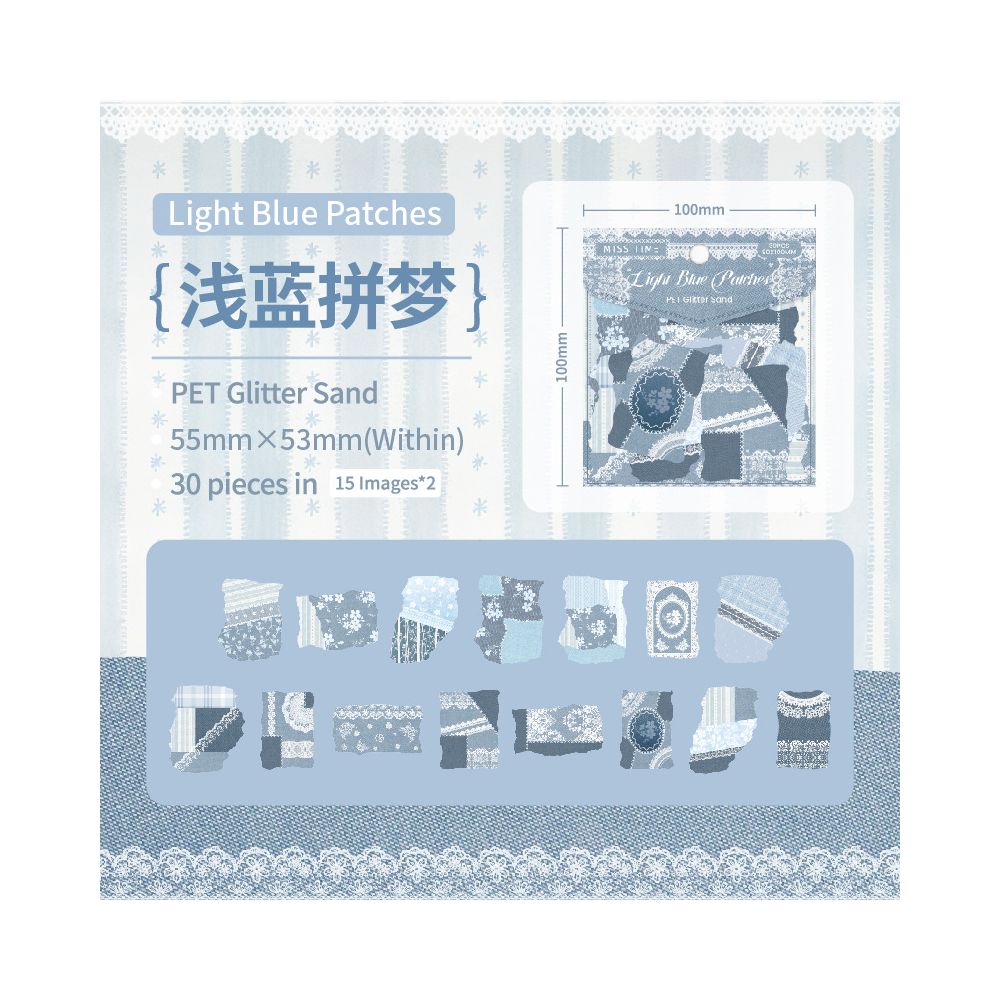 Woven series lace material PET Stickers 6 Styles 30 Pcs