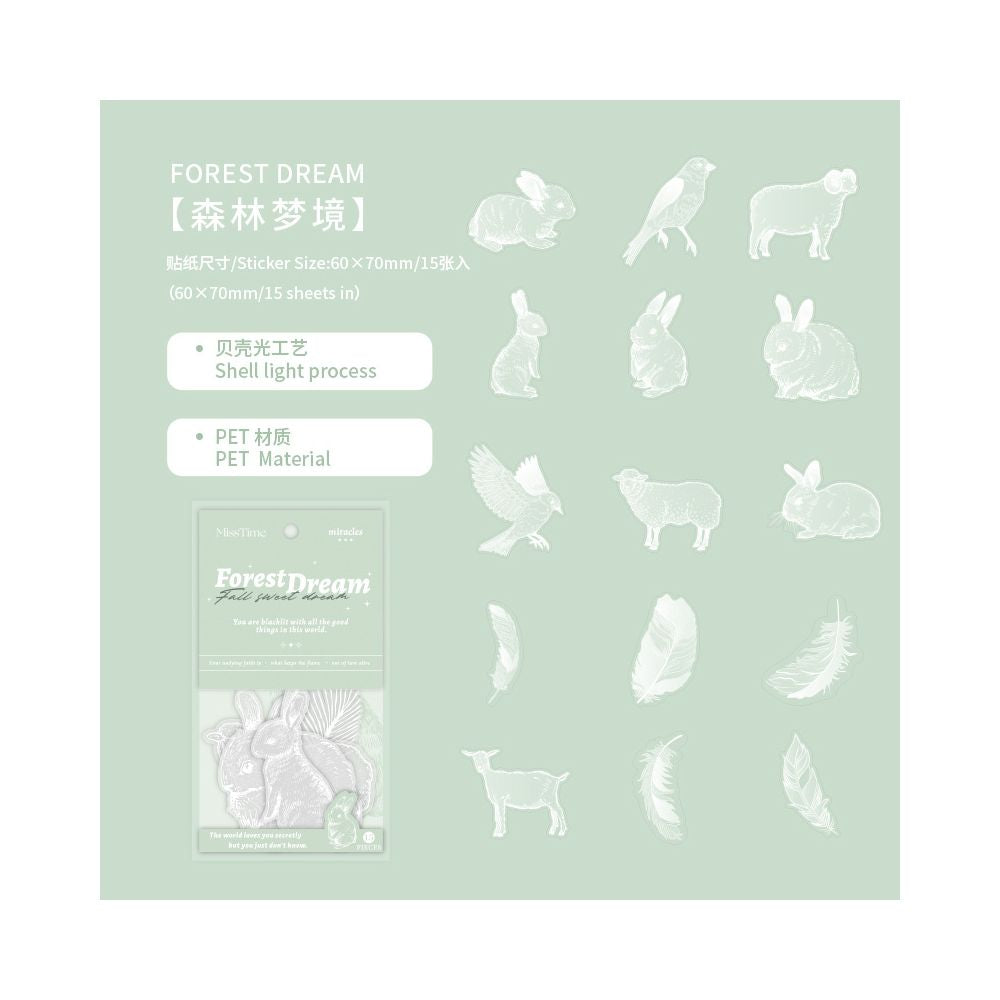 Rose Secret Series PET Stickers 6 Styles 15 Pcs