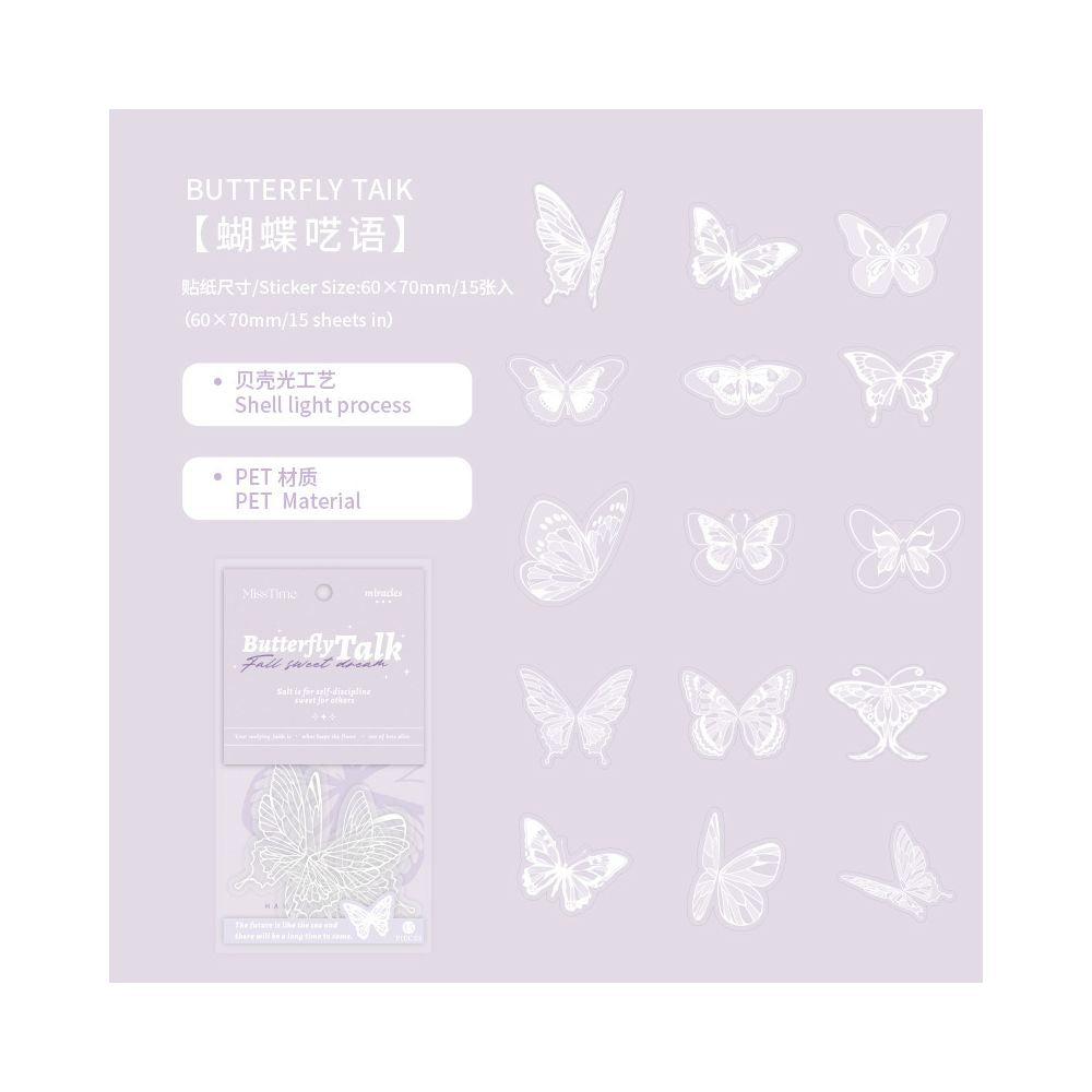 Rose Secret Series PET Stickers 6 Styles 15 Pcs