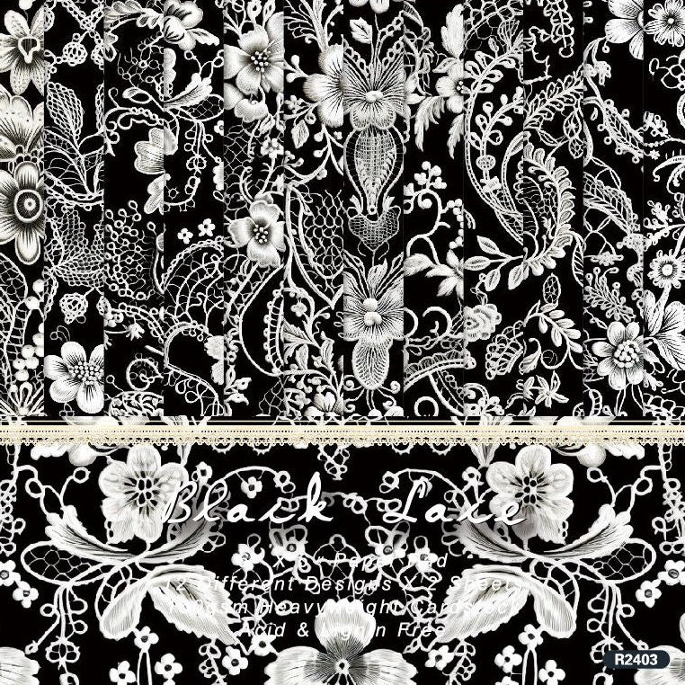 Black and white vintage material paper 24 Pcs image 0