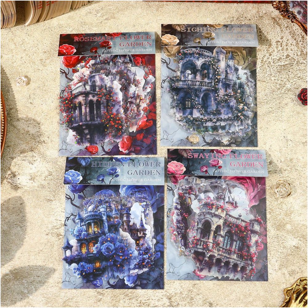 Gothic Floral Garden Series PET Stickers 4 Designs 10 Pcs image 0
