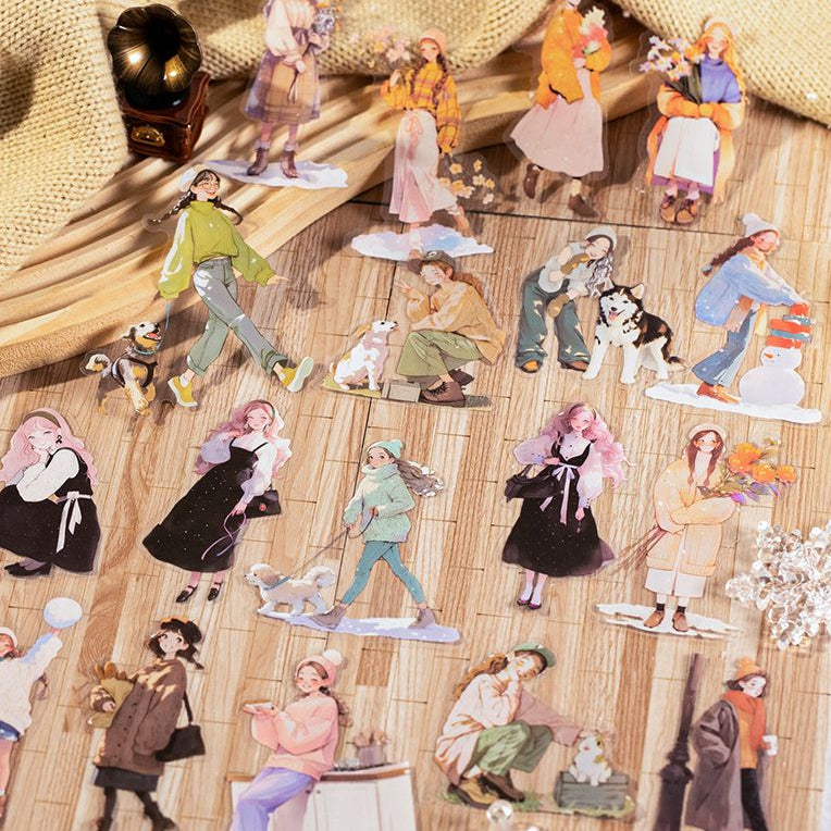 Warm Winter Whispers Series Character PET Stickers 6 Styles 20 Pcs image 2