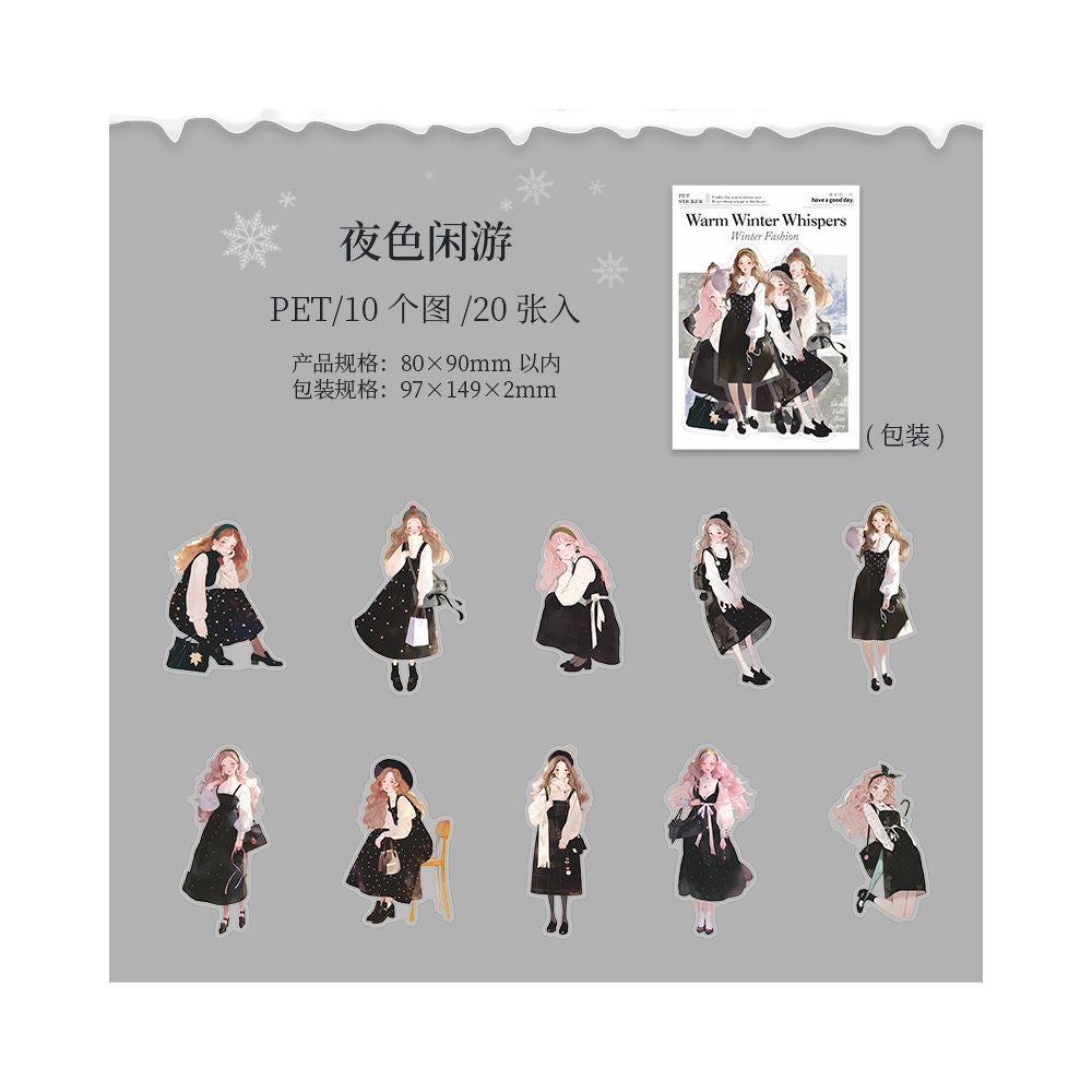 Warm Winter Whispers Series Character PET Stickers 6 Styles 20 Pcs image 7