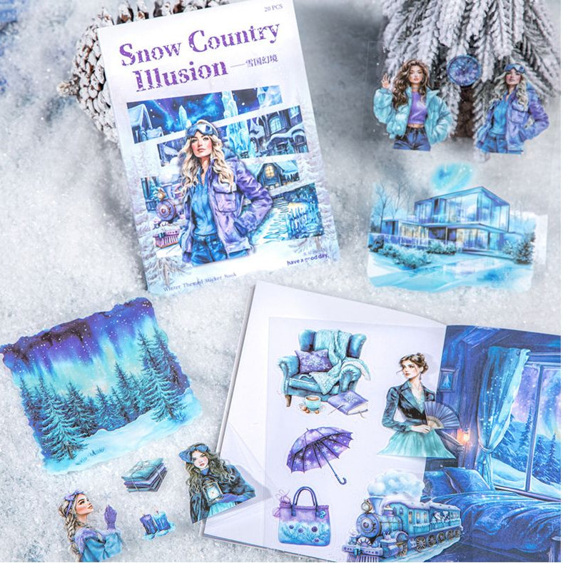 Snow Country Fantasy Series Winter Sticker Book 4 Styles 20 Sheets image 1