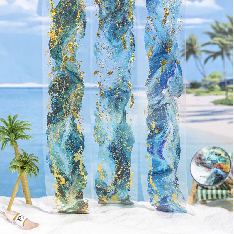 Wave Theme Gold Foil PET Tape 6 Styles 4cm 2m image 1