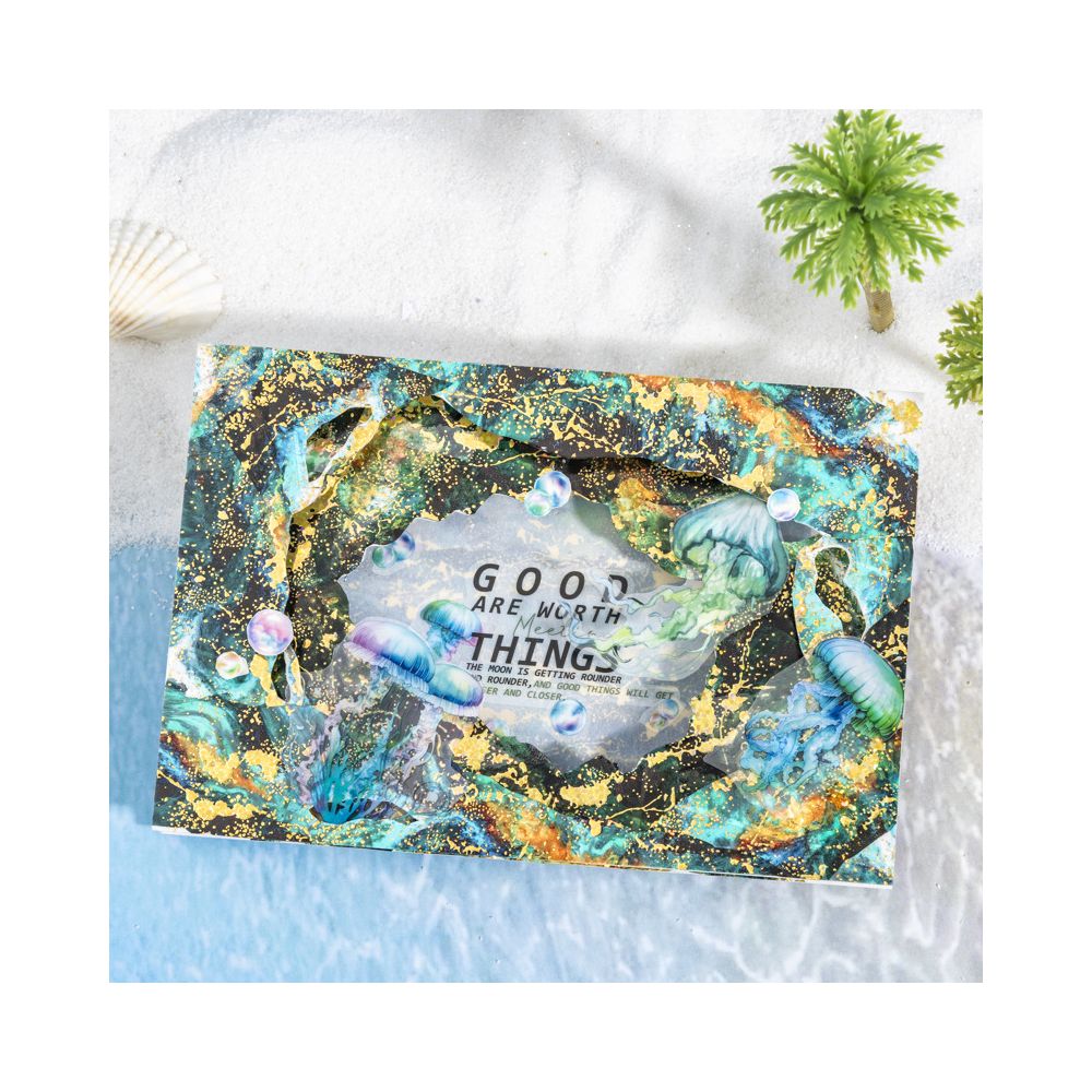 Wave Theme Gold Foil PET Tape 6 Styles 4cm 2m image 2