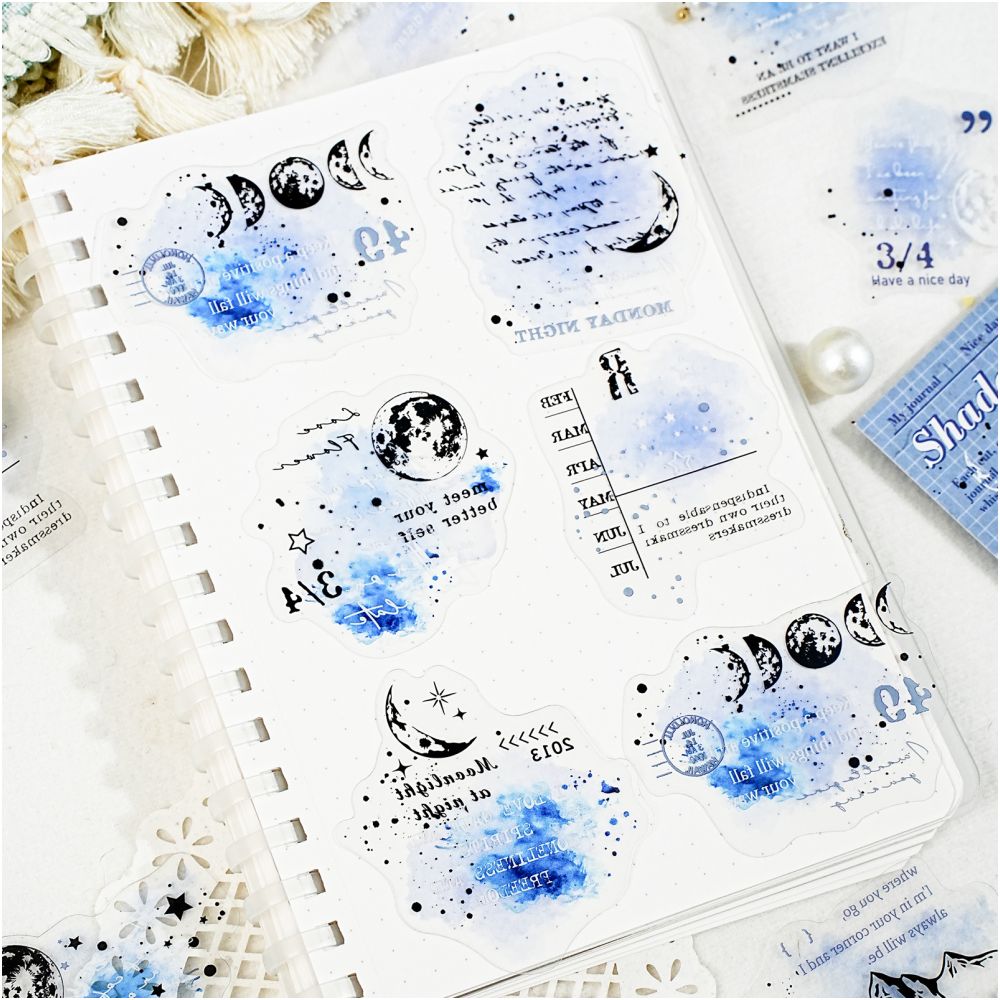 Foggy Shadow Series Retro English Collage PET Stickers 20 Pcs 6 Designs image 1