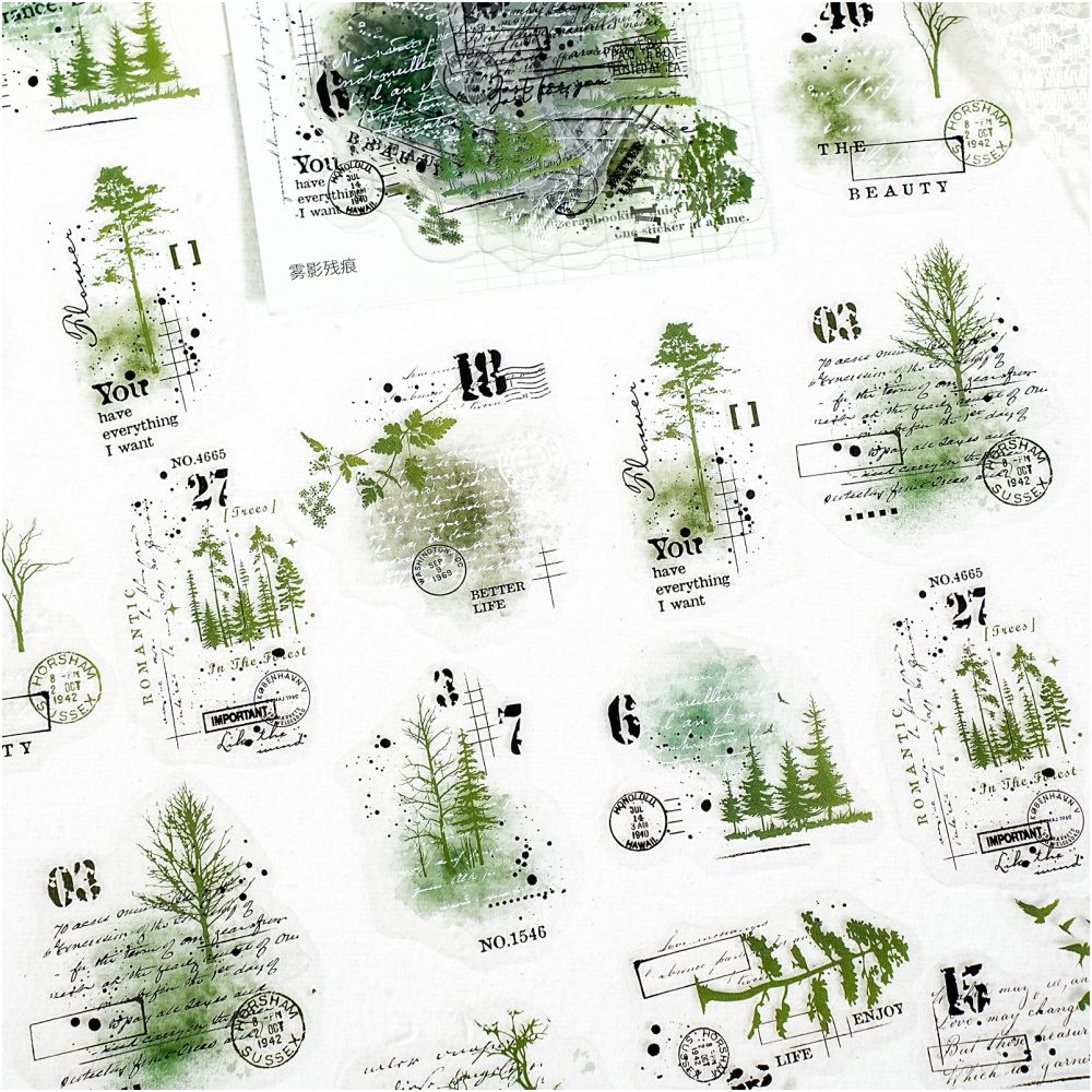Foggy Shadow Series Retro English Collage PET Stickers 20 Pcs 6 Designs image 2
