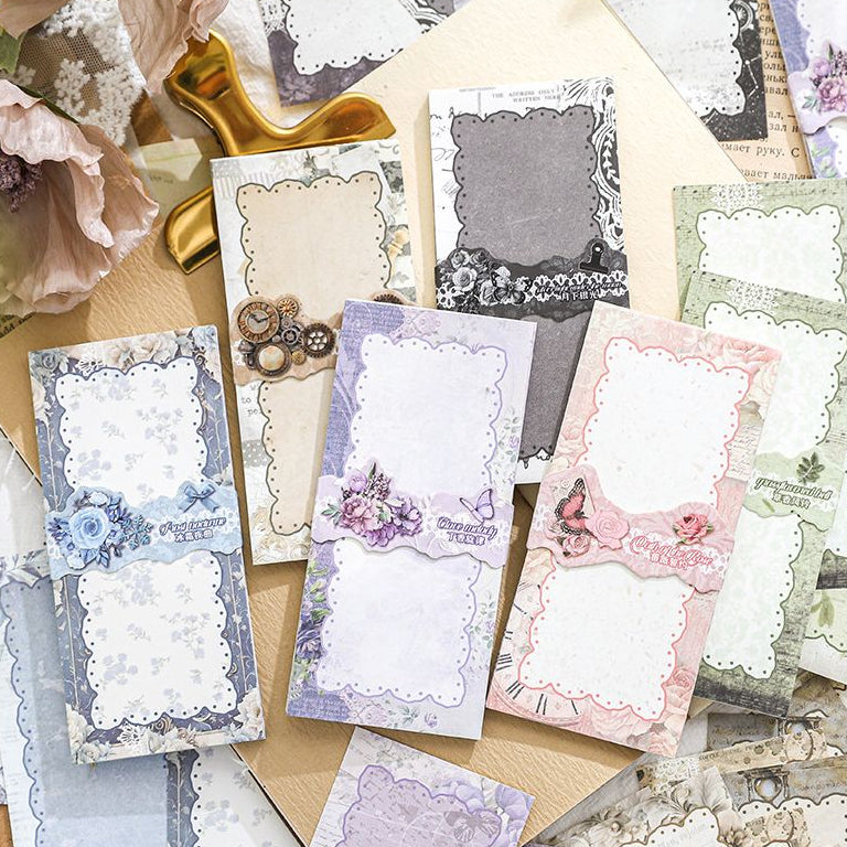 Vintage Paper Stickers with Lace Design 30 Sheets 6 Styles image 1