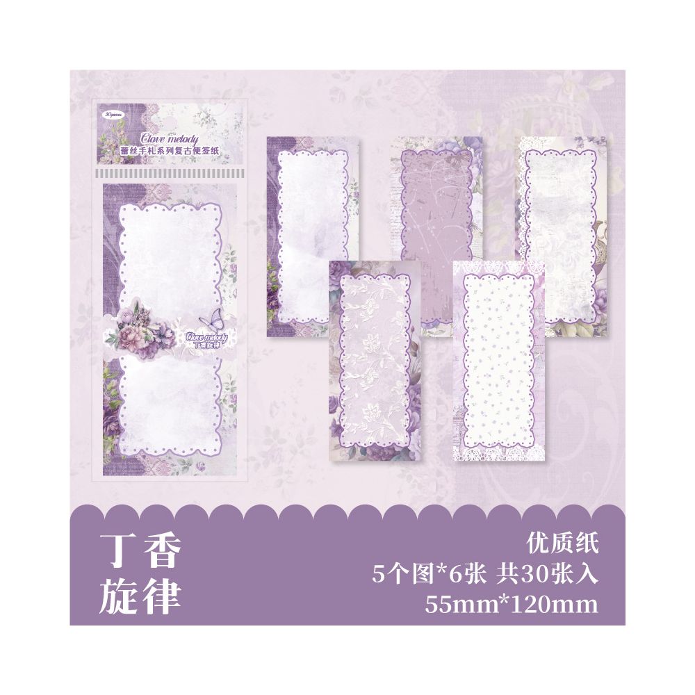 Vintage Paper Stickers with Lace Design 30 Sheets 6 Styles image 9