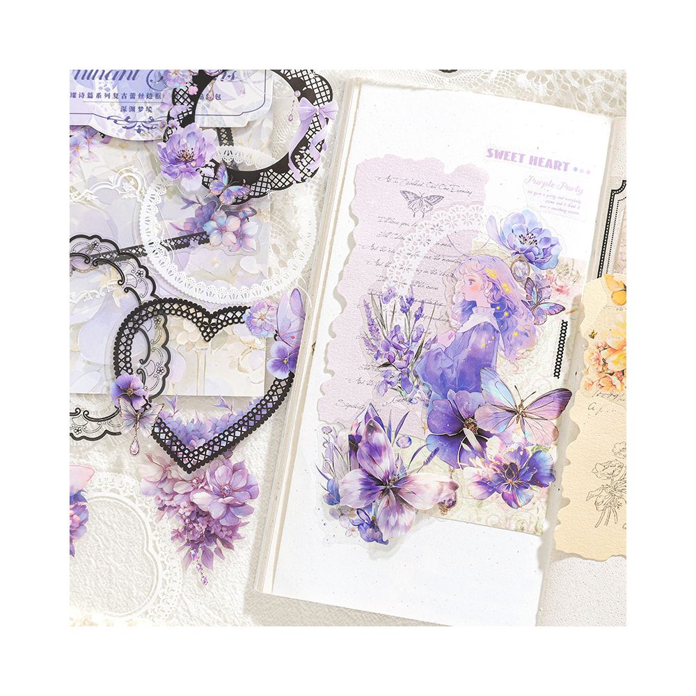 Brilliant Poems Series Vintage Lace PET Stickers 6 Designs 15 Pcs image 2