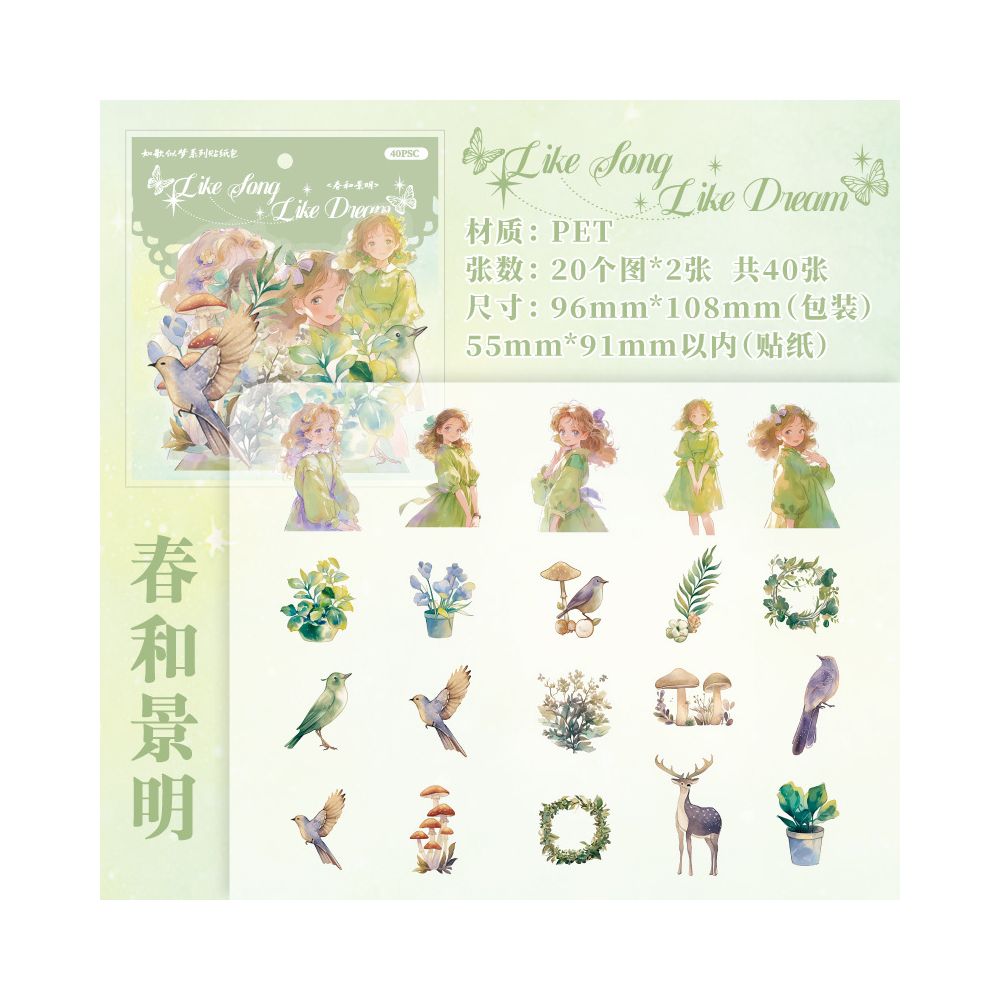A dream series character PET Stickers 40 Pcs 6 Styles image 6