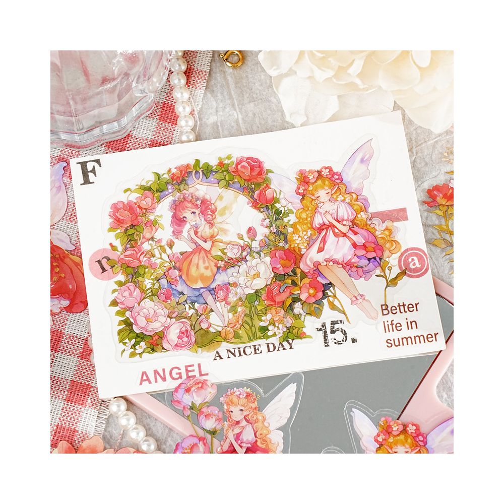 Flower Fairy Song series character PET Stickers 6 designs 15 Pcs image 2