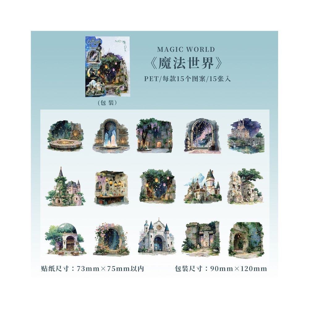 Magic Treasure Series Witch Theme PET stickers 15 Pcs 6 Styles image 7