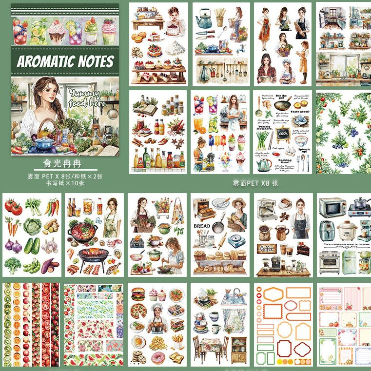 European retro style journal characters sticker book 7 Styles