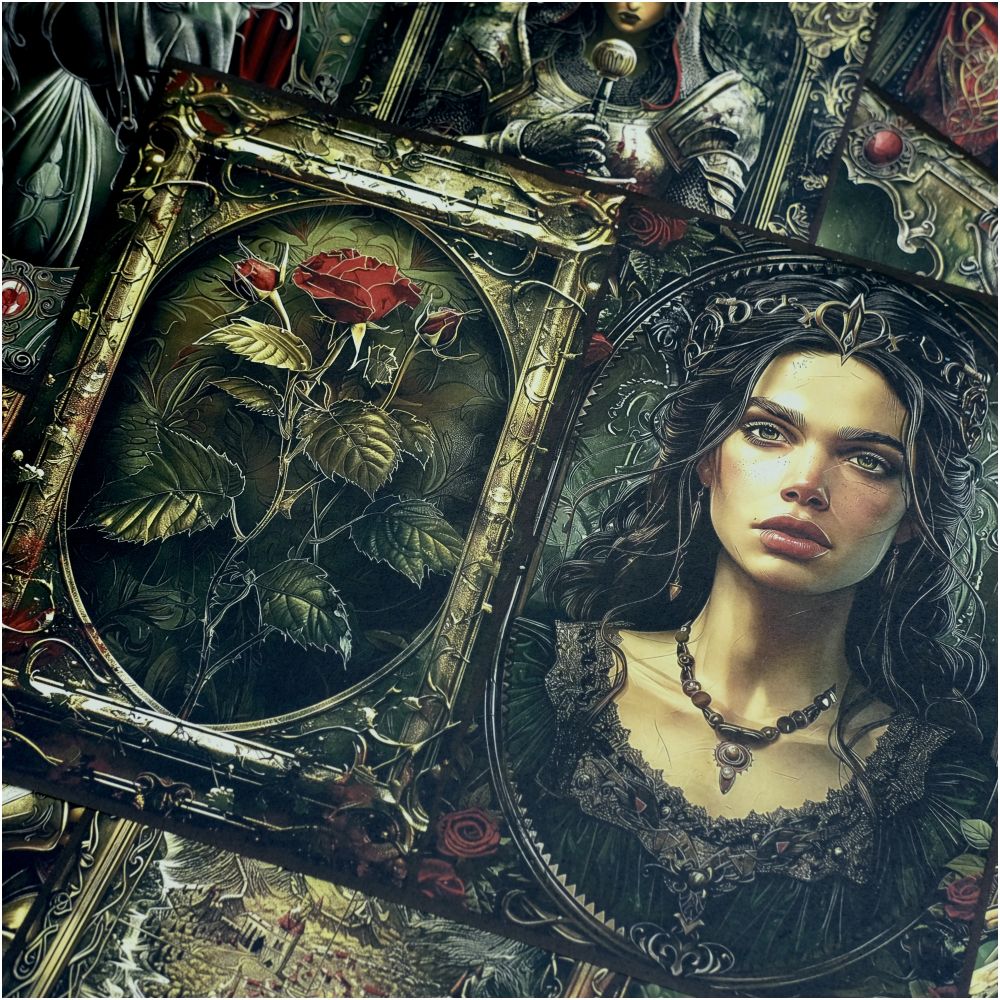 Vintage Medieval Knight Rose Background Paper 14cm x 18cm 10 Sheets image 3