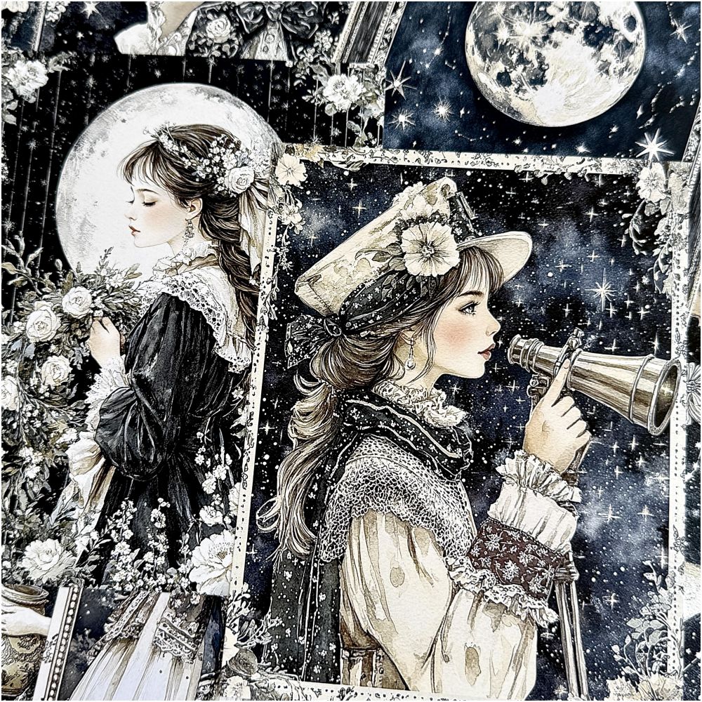 Magic Moon Elf Astronomy Universe Background Paper 20 Sheets 14cm 18cm image 6