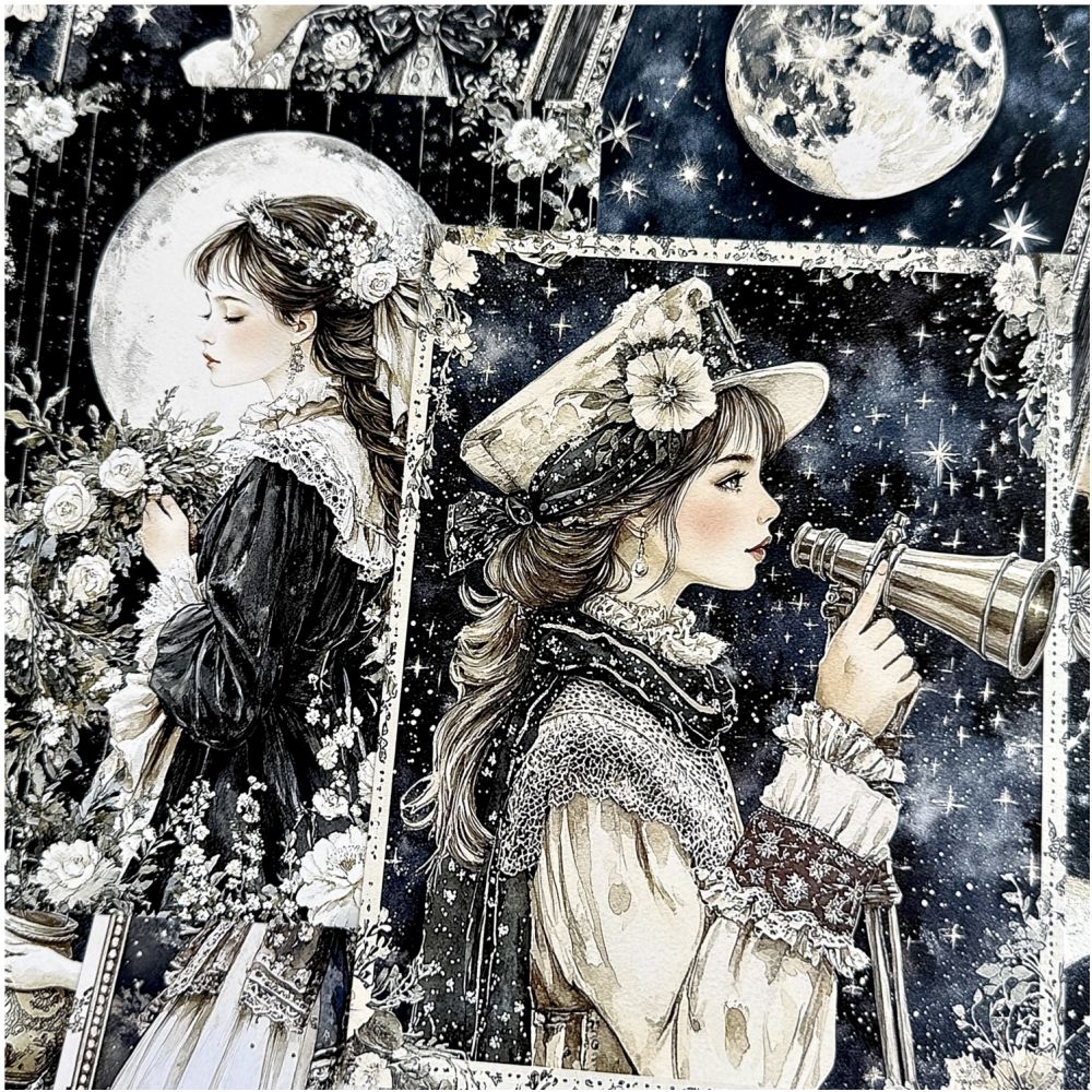 Magic Moon Elf Astronomy Universe Background Paper 20 Sheets 14cm 18cm image 8