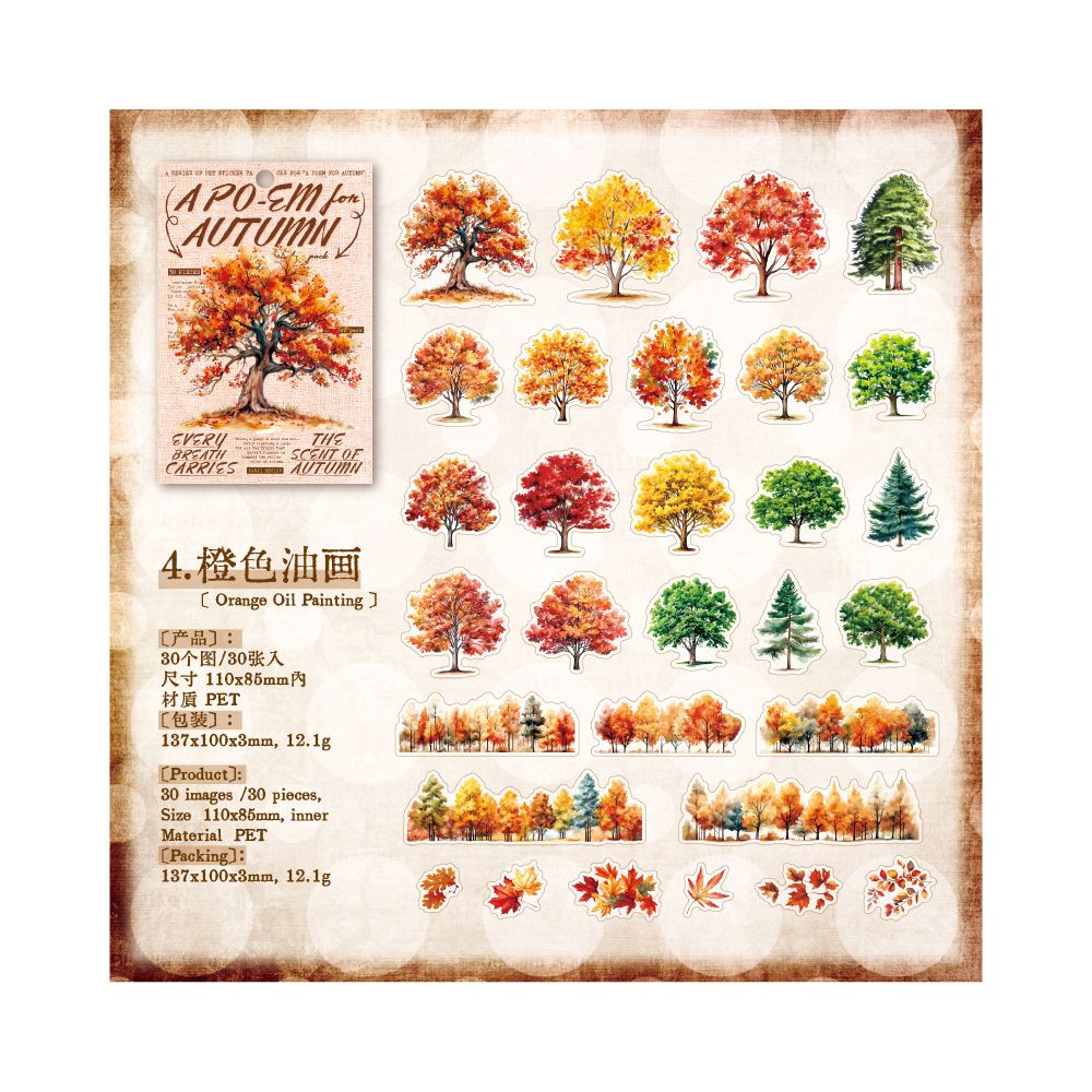 Autumn Series Retro PET Stickers 30 Pcs 6 Styles image 9