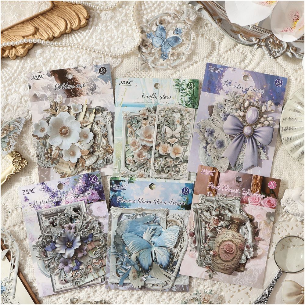 Floral Series Paper Stickers 6 Styles 10 Sheets image 0