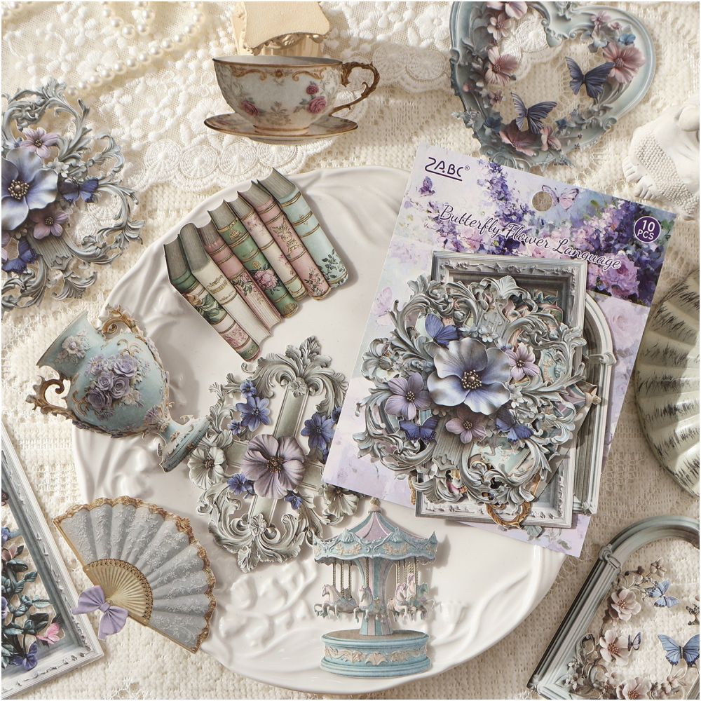 Floral Series Paper Stickers 6 Styles 10 Sheets image 3