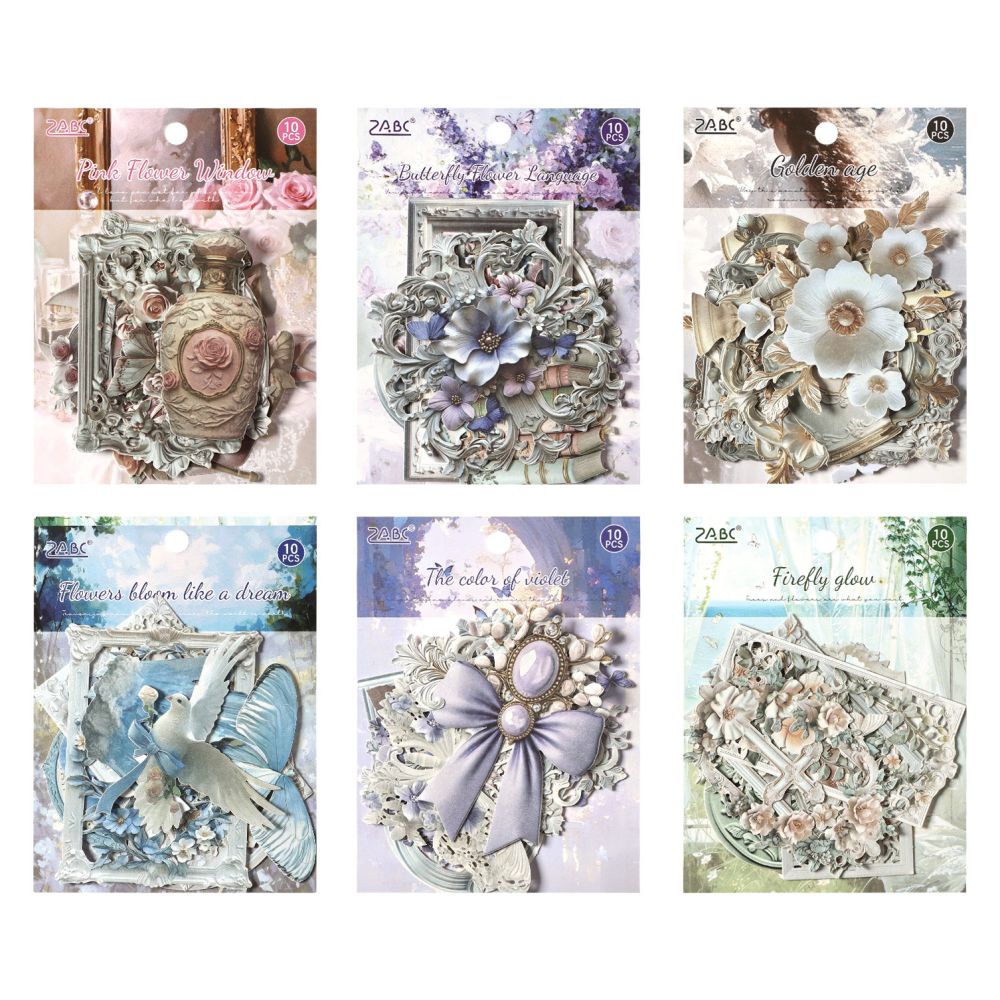 Floral Series Paper Stickers 6 Styles 10 Sheets image 4