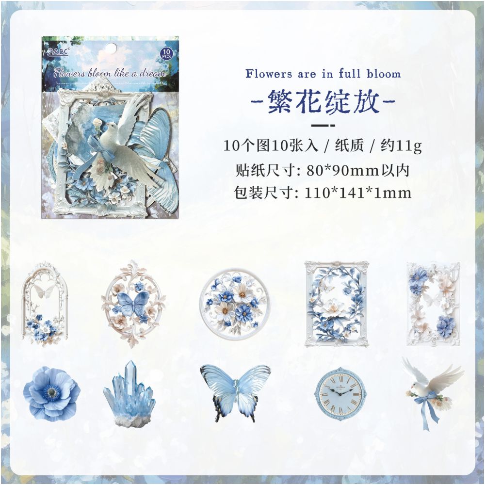 Floral Series Paper Stickers 6 Styles 10 Sheets