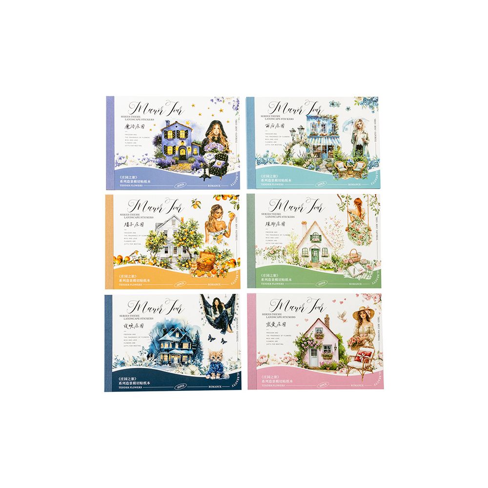 Journey Series Manor themed PET Sticker Book 18 Sheets 6 Styles image 4