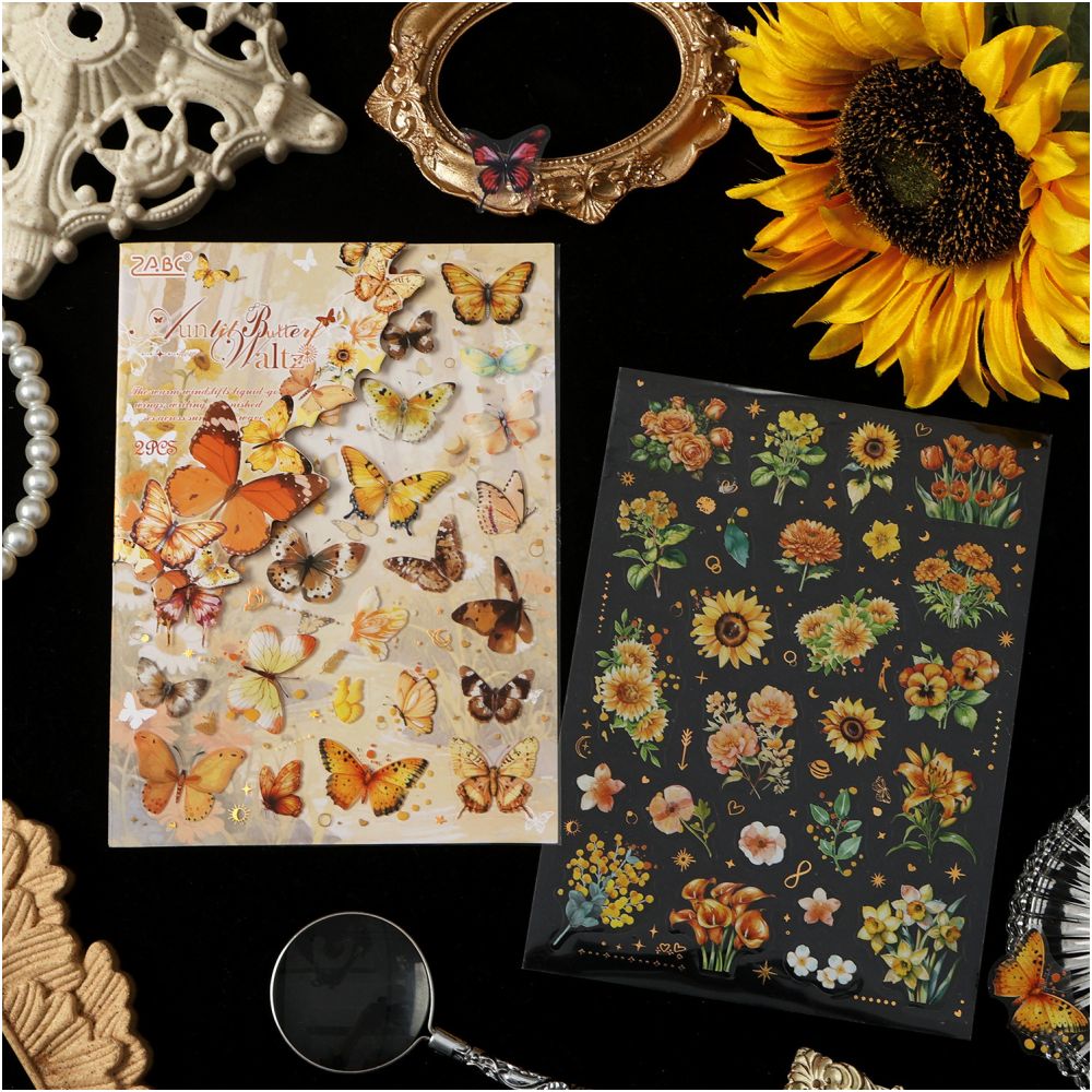Floral Butterfly Series PET Stickers 2 sheets 4 designs image 2
