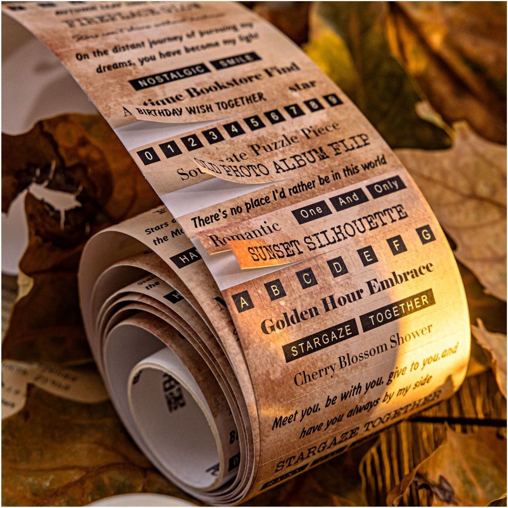 Time and Words series retro paper tape 6 designs 6cm 2m image 3