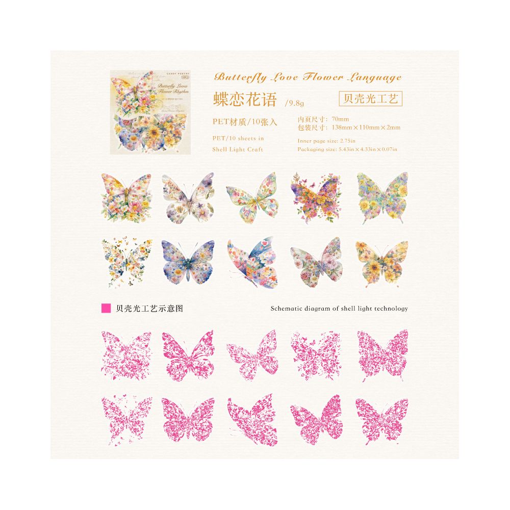 Floral World Series PET Stickers 10 Sheets 6 Designs image 10