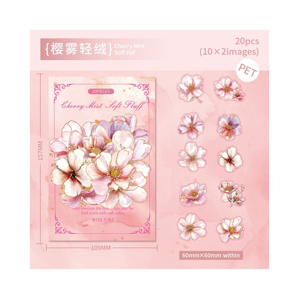 Floral Poetry fFlower Series PET Stickers 6 Types 20 Pcs