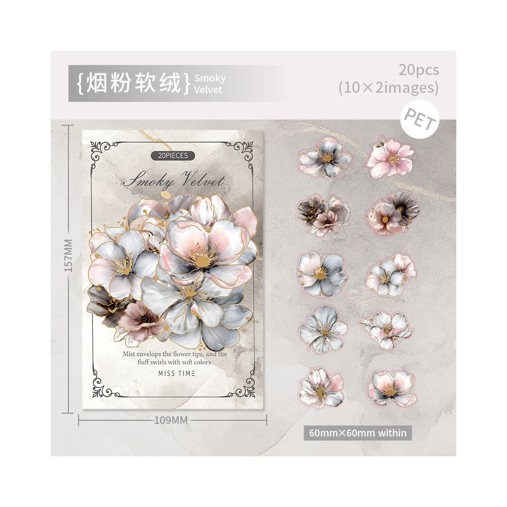 Floral Poetry fFlower Series PET Stickers 6 Types 20 Pcs image 7