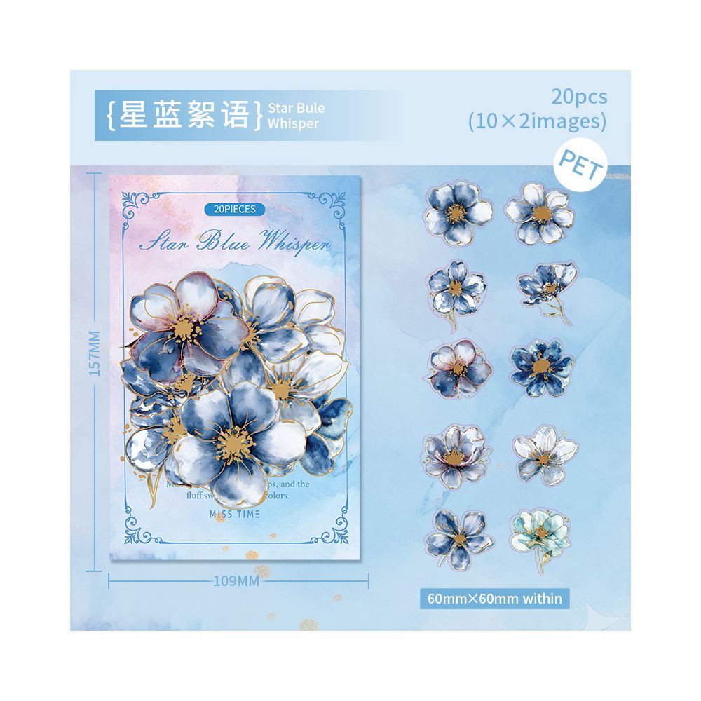Floral Poetry fFlower Series PET Stickers 6 Types 20 Pcs