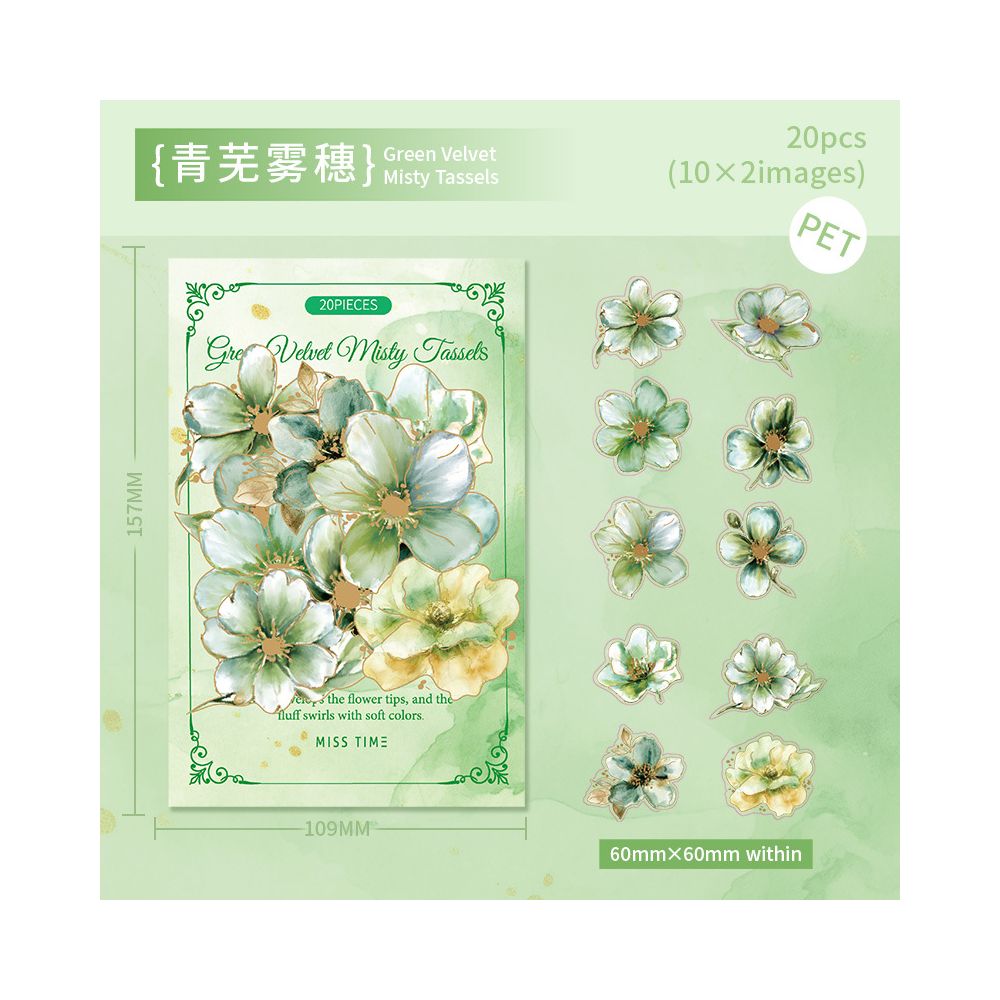 Floral Poetry fFlower Series PET Stickers 6 Types 20 Pcs image 10
