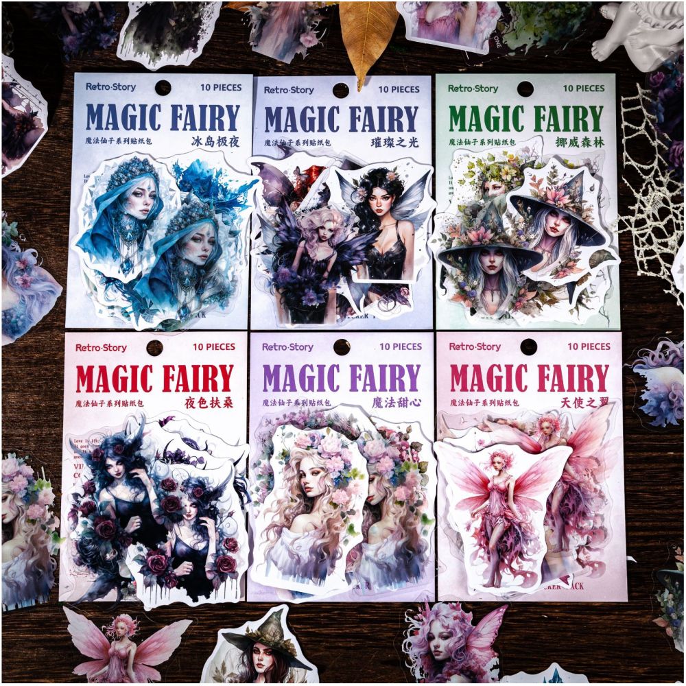Magic Fairy Series PET and Paper Stickers 6 Designs 10 Pcs image 0