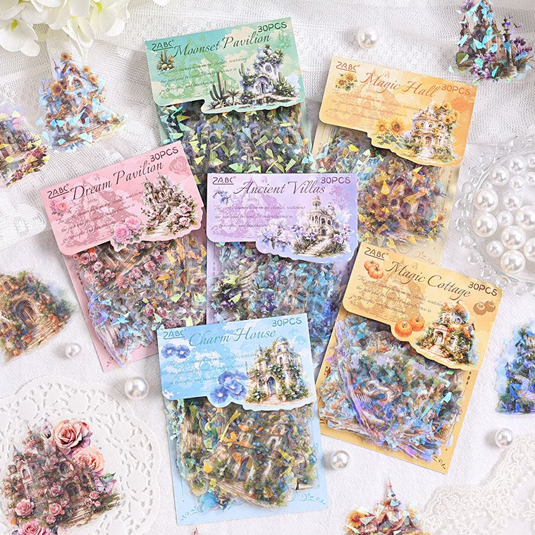 Charm House Series Retro style PET Stickers 6 Designs 30 Pcs image 0