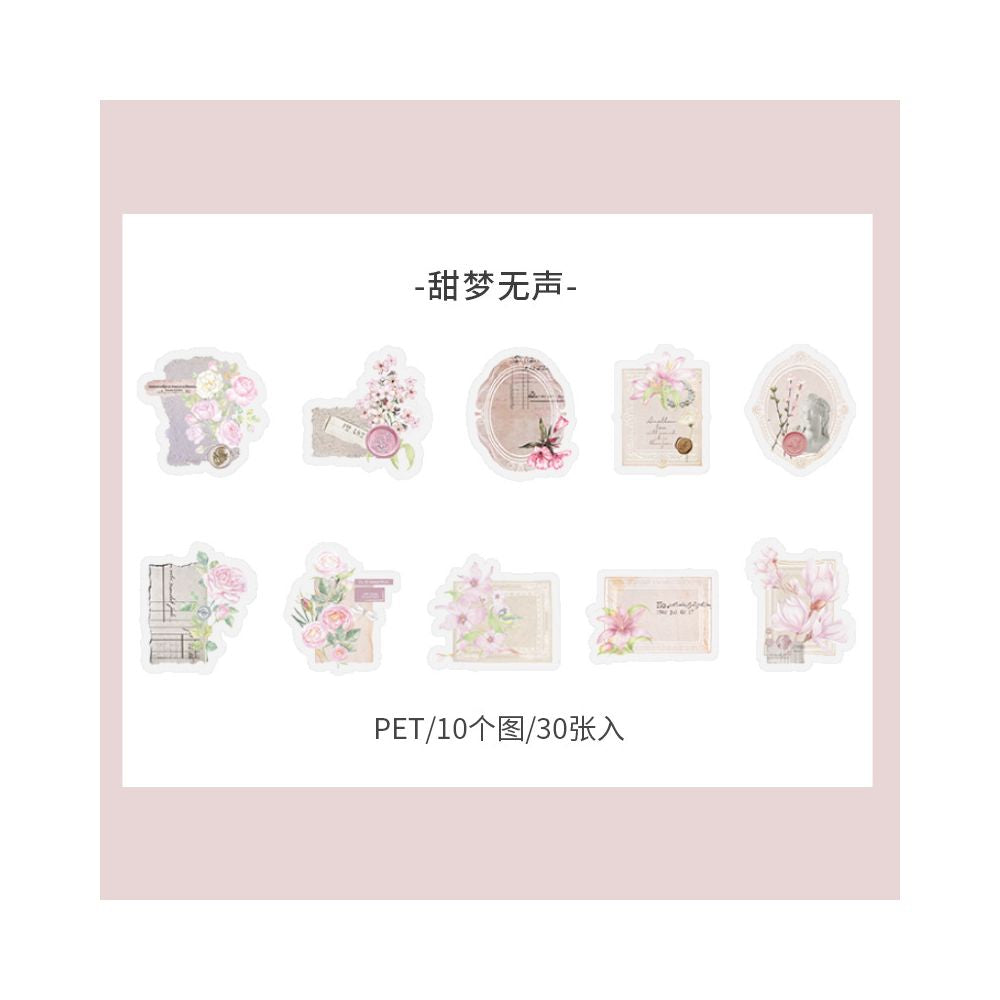 Retro Floral Collage PET Sticker Pack 8 Designs 30 pcs image 12