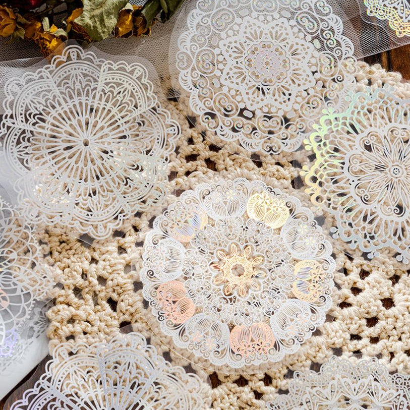 Lace Hot Stamping PET Sticker Bag 6 Designs 12 Pcs image 1