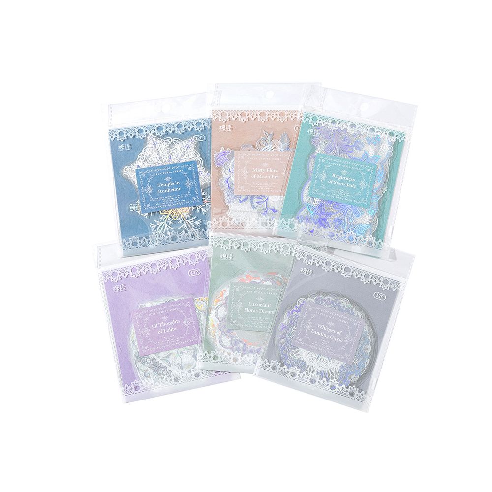 Lace Hot Stamping PET Sticker Bag 6 Designs 12 Pcs image 4