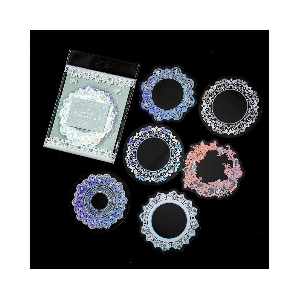 Lace Hot Stamping PET Sticker Bag 6 Designs 12 Pcs