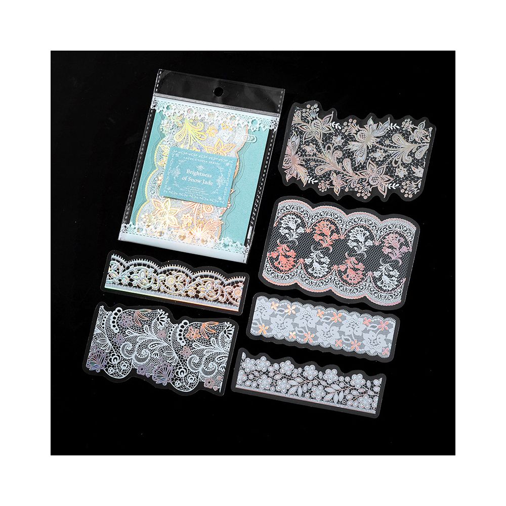 Lace Hot Stamping PET Sticker Bag 6 Designs 12 Pcs